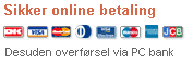 Underst&oslash;tter: PC BANK, Dankort, Visa/Dankort, Eurocard, VISA, VISA Electron, Mastercard, Diners, Forbrugsforeningen med flere....